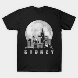 Sydney Australia Skyline Full Moon T-Shirt